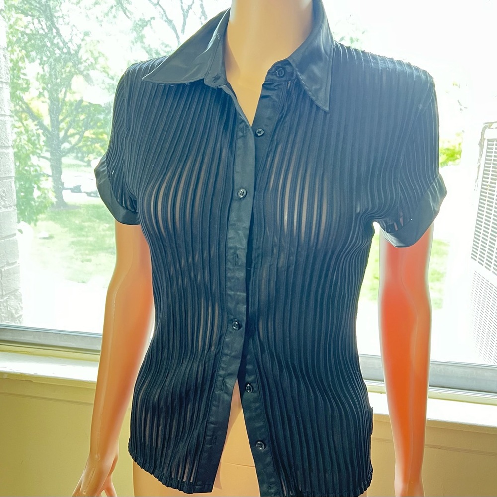 Harley Davidson black sheer button down top